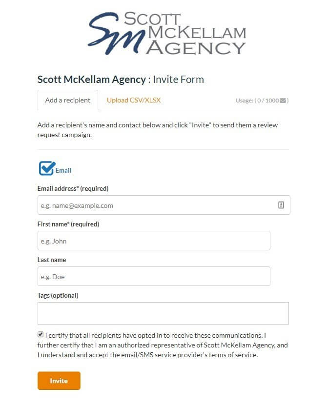 Scott McKellam Agency - Review invite email