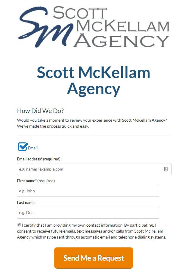Scott McKellam Agency - Reviews - opt in form
